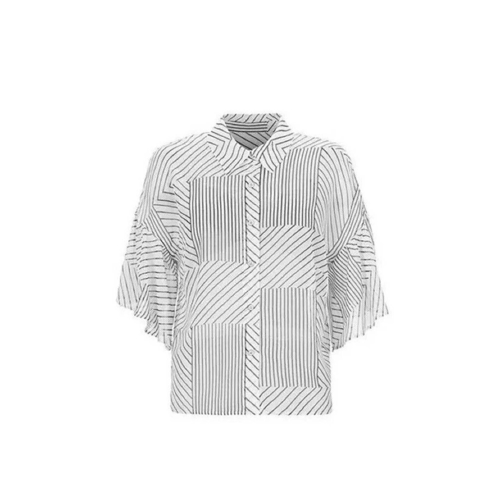 NEW Cabi Parallel Top Small #6089 Black/White Oversized Striped Short Sleeve $86